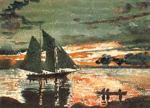 Winslow Homer Sunset Fires Germany oil painting art